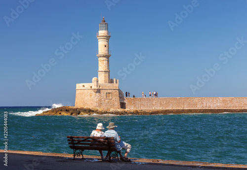 Venetian Lighthouse in Chania Harbor, Crete, Greece