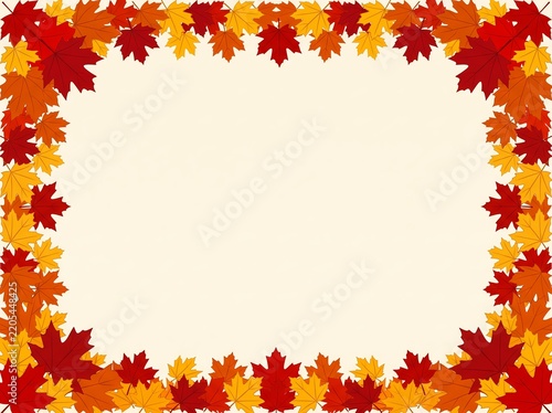 Autumn fall maple leaf border frame background with blank copy space seasonal nature foliage decoration for thanksgiving banner card poster flyer invitation presentation template.