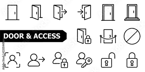 Fotografía Open Door Line Icon Set