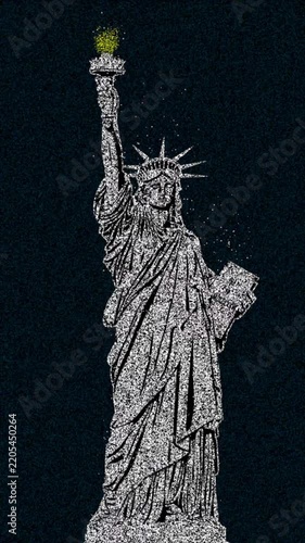 Estatua de la Libertad formada por partículas de luz