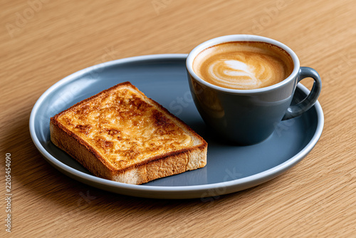 Cheese toast and coffee on the restaurant table