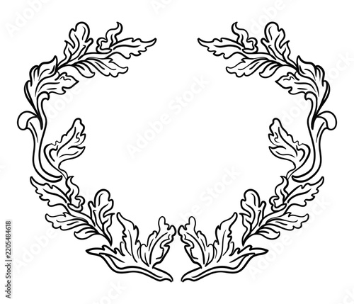 Engraving ornate baroque border and frame vector illustration