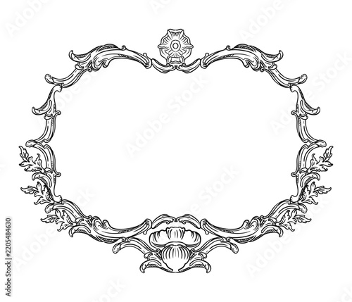 Hand drawing border decorative oval shape frame illustration