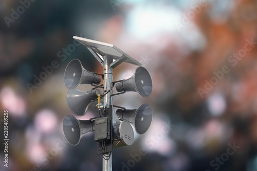 Speakers on poles, separated from the background Solar cell power system