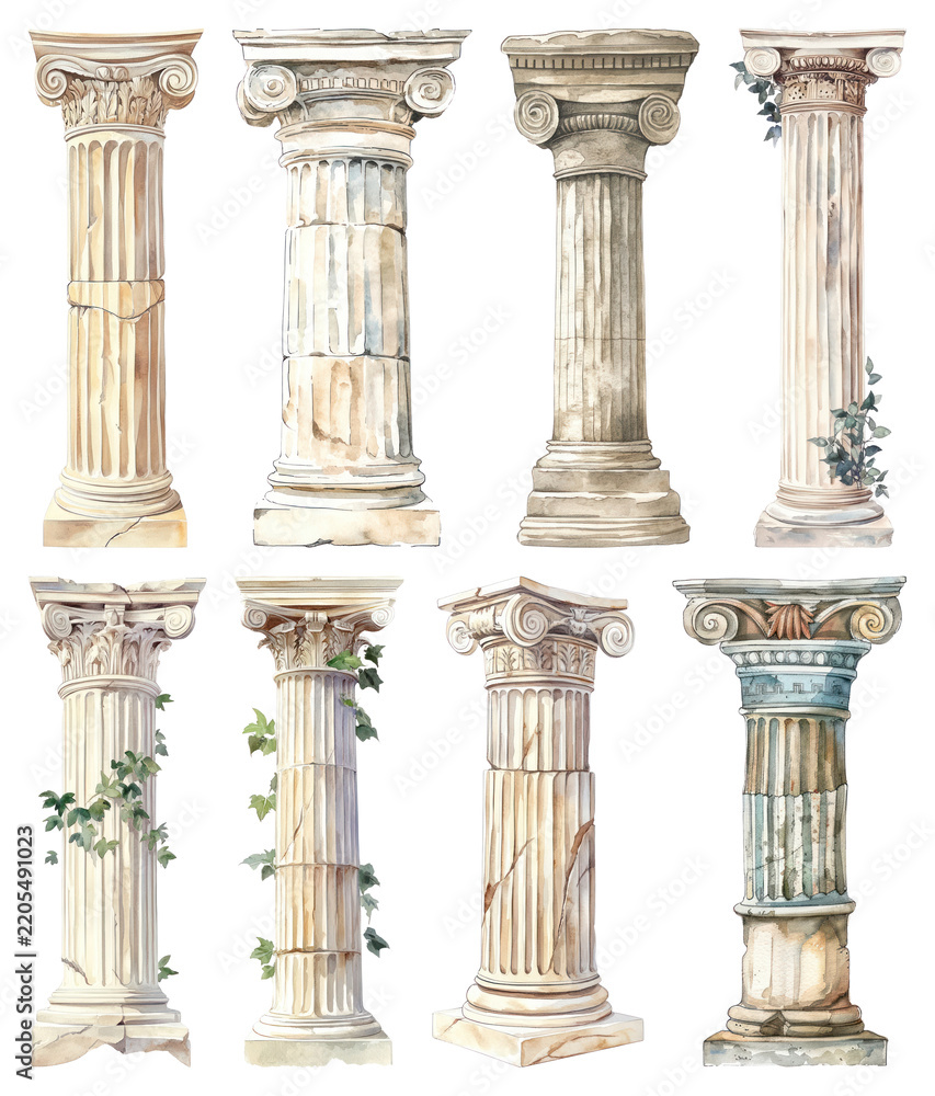 Obraz premium PNG Ancient architectural column illustrations on transparent background