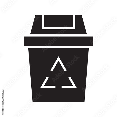 Trash bin recycling icon for municipal waste management