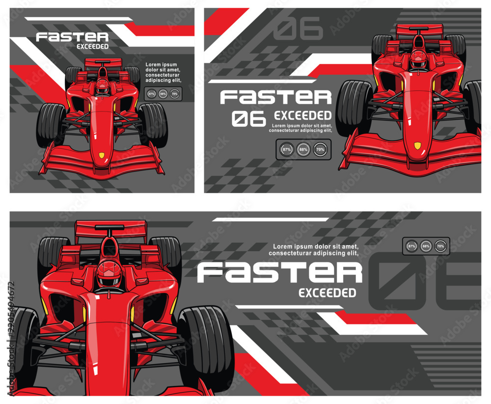 Obraz premium Formula One racing faster car banner vector illustration