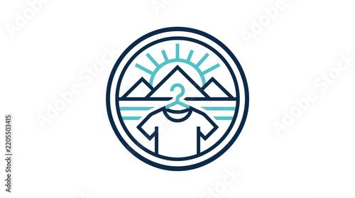 T shirt and mountain landscape logo icon design vector illustration
