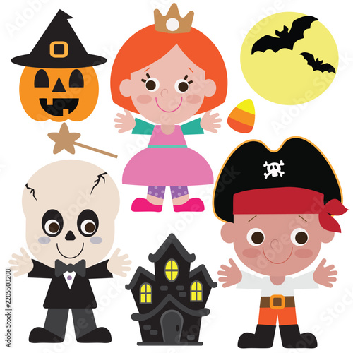 Halloween kids vector cartoon illustration