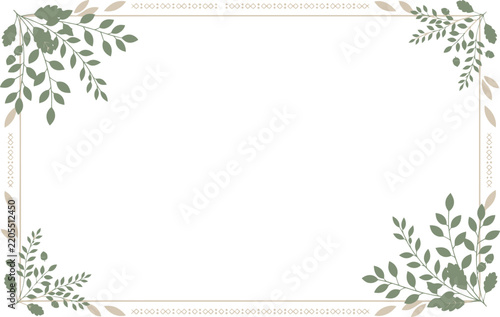 Green leafy foliage border for botanical themed wedding stationery assets.