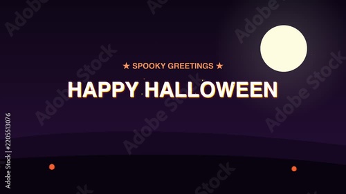 Happy Halloween Spooky Greetings Motion Graphic with Full Moon Background