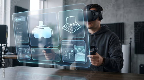 Virtual Reality Experience With Immersive 3D Interface, Digital Interaction, and Headset Technology