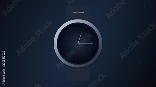 Minimalist digital smartwatch face with elegant rotating hands motion