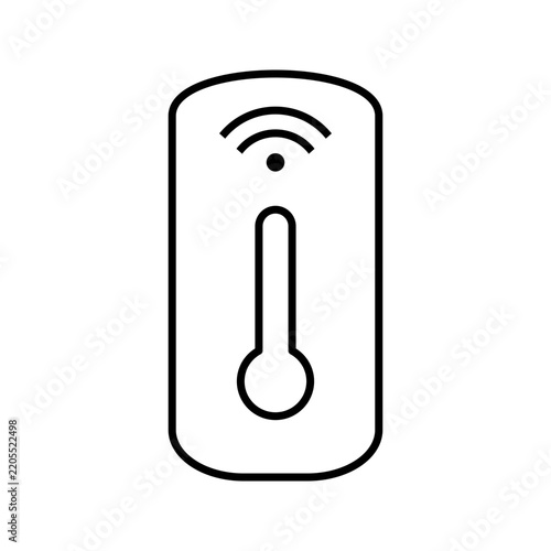 Modern wireless smart thermometer device for accurate remote temperature monitoring, featuring internet connectivity for advanced environmental control and smart home automation systems