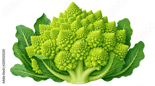 Stylized Flat Design Romanesco Broccoli with Leaves