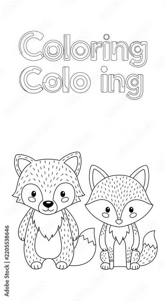 Fototapeta premium Cute Fox Coloring Page for Kids and Adults.