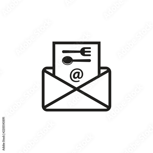 Email Icon With Cutlery Symbol Illustration