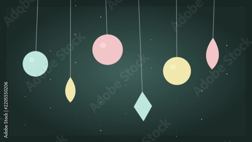 Modern Pastel Christmas Ornaments Hanging Background