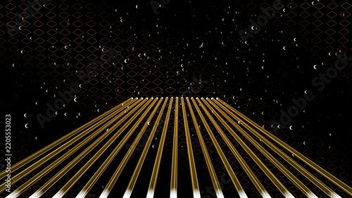 Golden Crescent Moon Particle Sweep with Diamond Grid, Luxury Motion Backdrop for Night Event Presentation