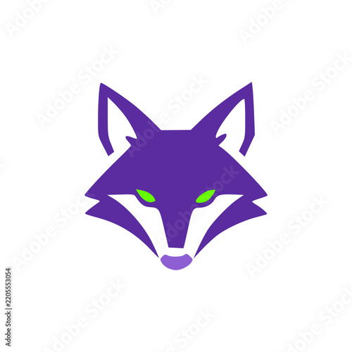 Sly Purple Fox Head Mascot Modern Logo