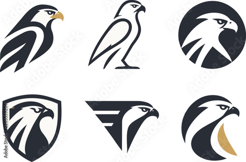 Set of falcon head logo minimalist style