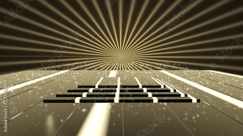 Golden Podium Stage with Radial Sunburst Rays and Sparkle Particles, Luxury Award Ceremony Animated Video Background