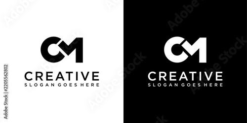 CM or MC initial letter logo design vector template