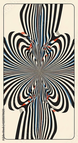 Abstract black and white wavy lines optical illusion pattern