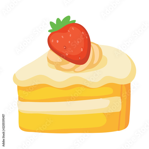 Strawberry Topped Cake Slice Dessert