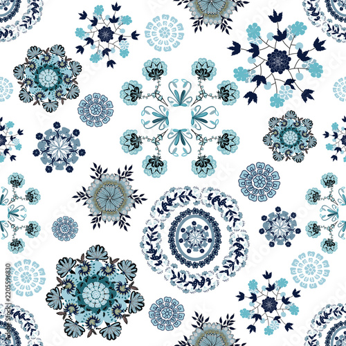 Floral seamless pattern, Flower chintz pattern seamless vector border print. Botanical batik background. Arabesque floral ornament motif for decoration fabric, women clothing, scarf, wallpaper design.