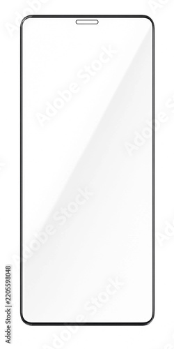 Glass screen protector for smartphone isolated on white background
