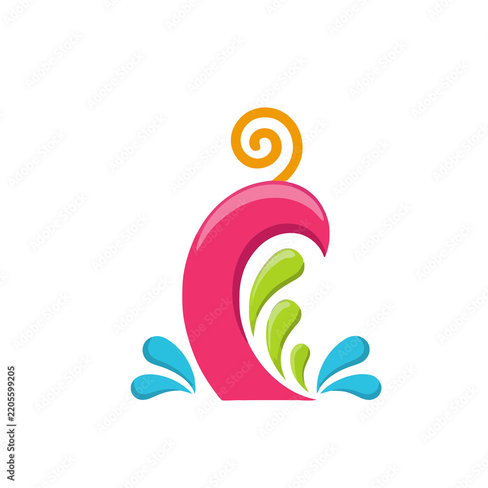 Obraz premium Abstract colorful graphic element with spiral and splashes