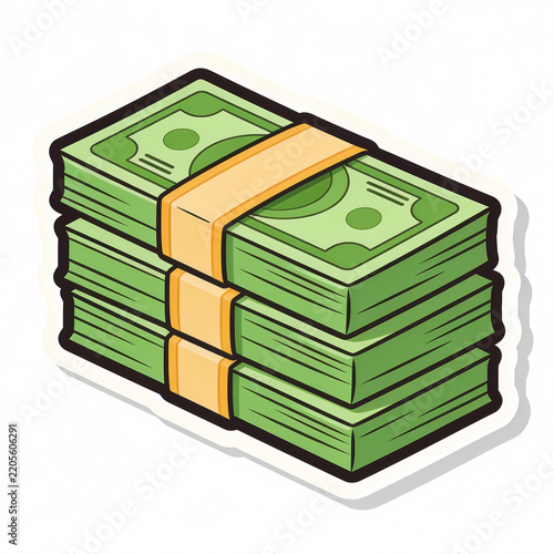 Vector Illustration of Three Stacks of Green Banknotes for Lebaran Tradition, Bundles of Paper Money Representing THR Gift or Eid al-Fitr Allowance, Financial and Islamic Holiday Concept