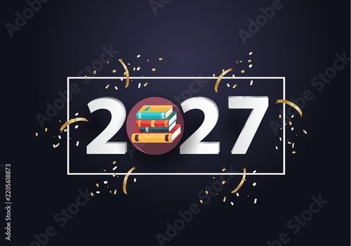 happy new year 2027. 2027 with books icon
