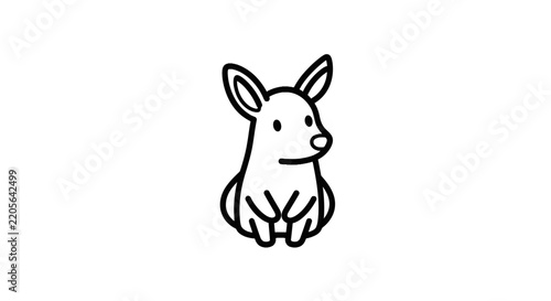 Cute Cartoon Rabbit Sitting Alone.