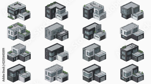 Contemporary Duplex House Designs Isometric Renderings for Architecture Projects