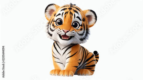 Cute little tiger cub sitting and smiling