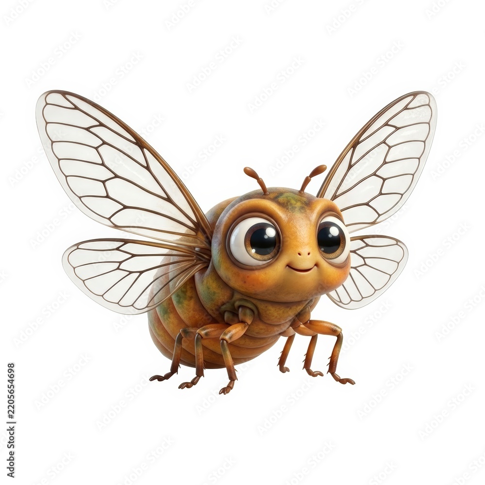 Fototapeta premium Cute cicada insect isolated on white