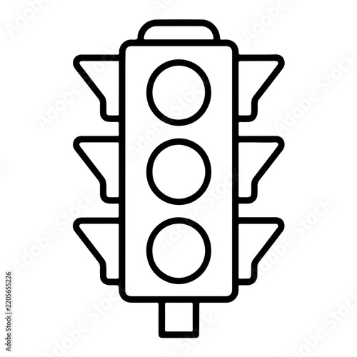 traffic light with three signals outline icon