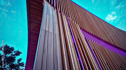 Modern Bamboo Slat Architecture with Futuristic Sculptural Design
