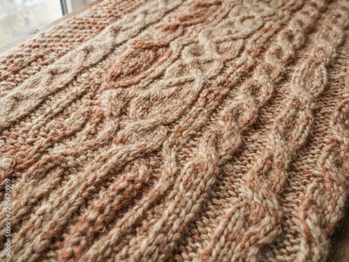 Cozy autumn knitted fabric background