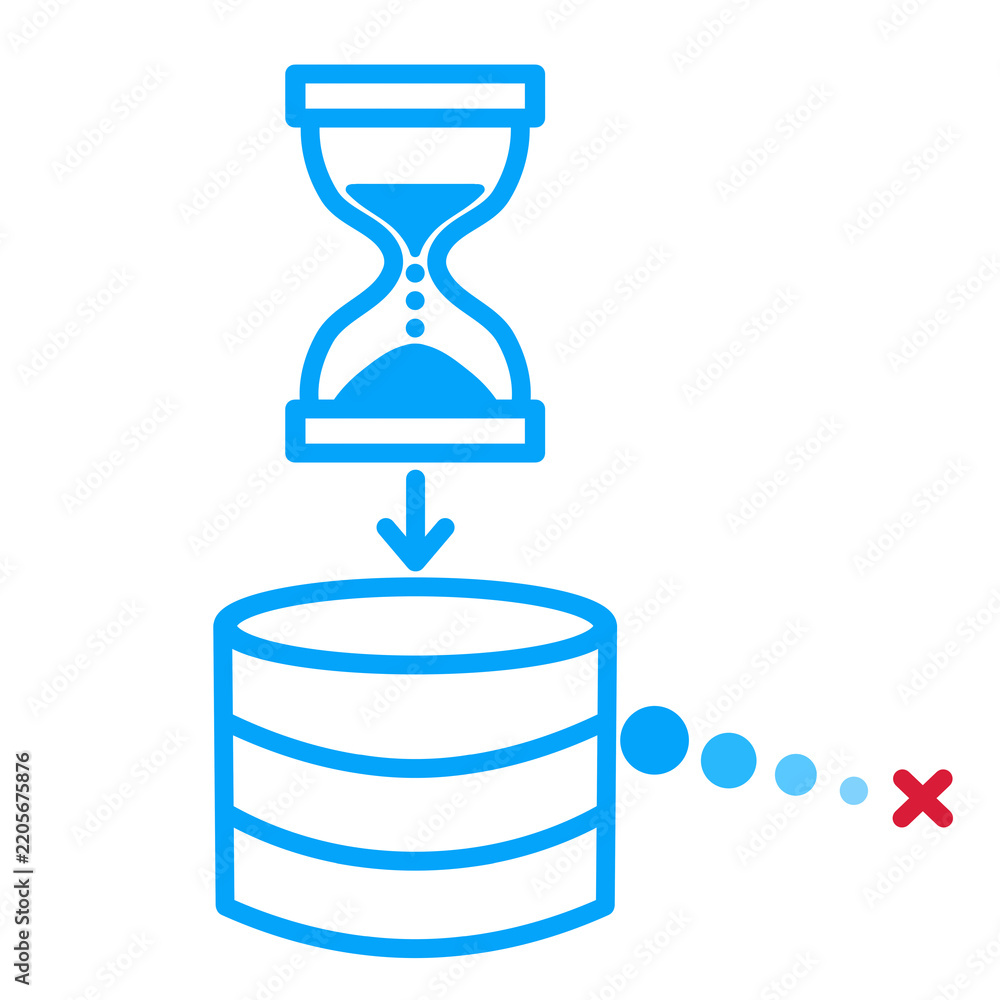 Fototapeta premium Timed Database Data Expiration Blue Line Icon