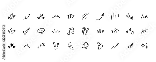 Hand Drawn Doodle Symbols and Decorative Icons Set