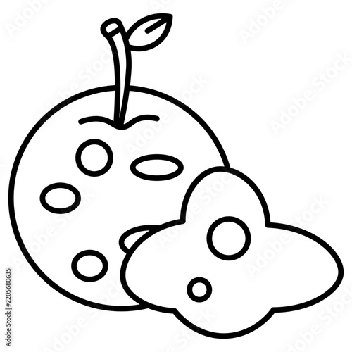 rotten fruit Line Outline Icon