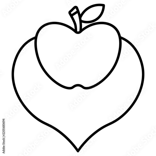 heart shaped apple Line Outline Icon