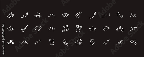 Hand Drawn Doodle Symbols and Decorative Icons Set