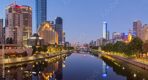 Evening Across Melbourne City & The Yarra River