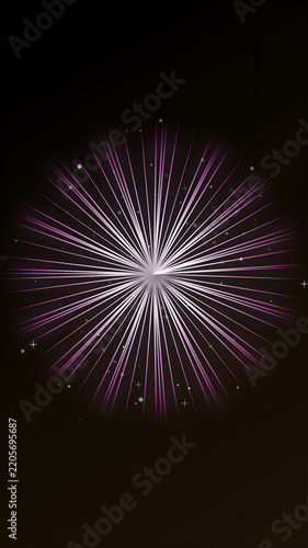 Purple firework explosion on black background for New Year celebration and festive event design
