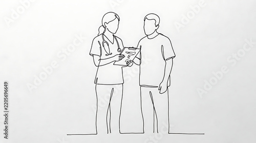 Healthcare professional taking notes while consulting with patient in clinic