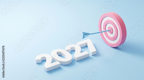Goal achievement resolution new year target arrow 2021. Future vision strategy planning. target progress success, beginning challenge, motivation inspiration